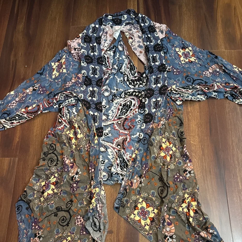 Free People Floral Kimono Cardigan One Size